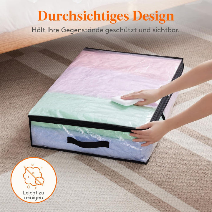 Lifewit 6 Stück Transparente Plastik Unterbett Aufbewahrungstasche, 60L Unterbettkommode Aufbewahrun