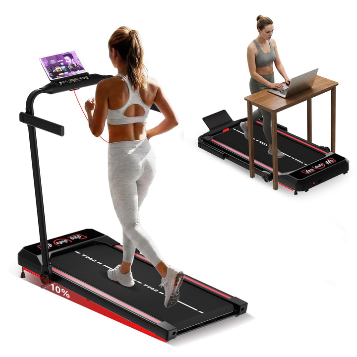 TODO Laufband für Zuhause mit 10% Neigung, 1-12km/h Walking Pad klappbar, 3.5HP Schreibtisch Treadmi