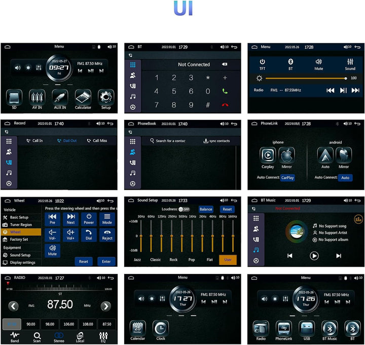 Podofo Autoradio 2 Din mit Apple CarPlay, Android Auto und Bluetooth, 7 Zoll Auto Stereo Radio mit H