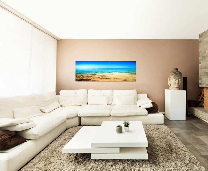 Paul Sinus Art Panoramabild auf Leinwand und Keilrahmen 150x50cm Malediven Strand Meer Sonnenlicht