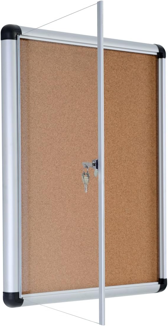 Bi-Office Schaukasten Vitrine"Enclore Extra", Kork, geeignet für 4 x DIN A4, silberner Aluminiumrahm