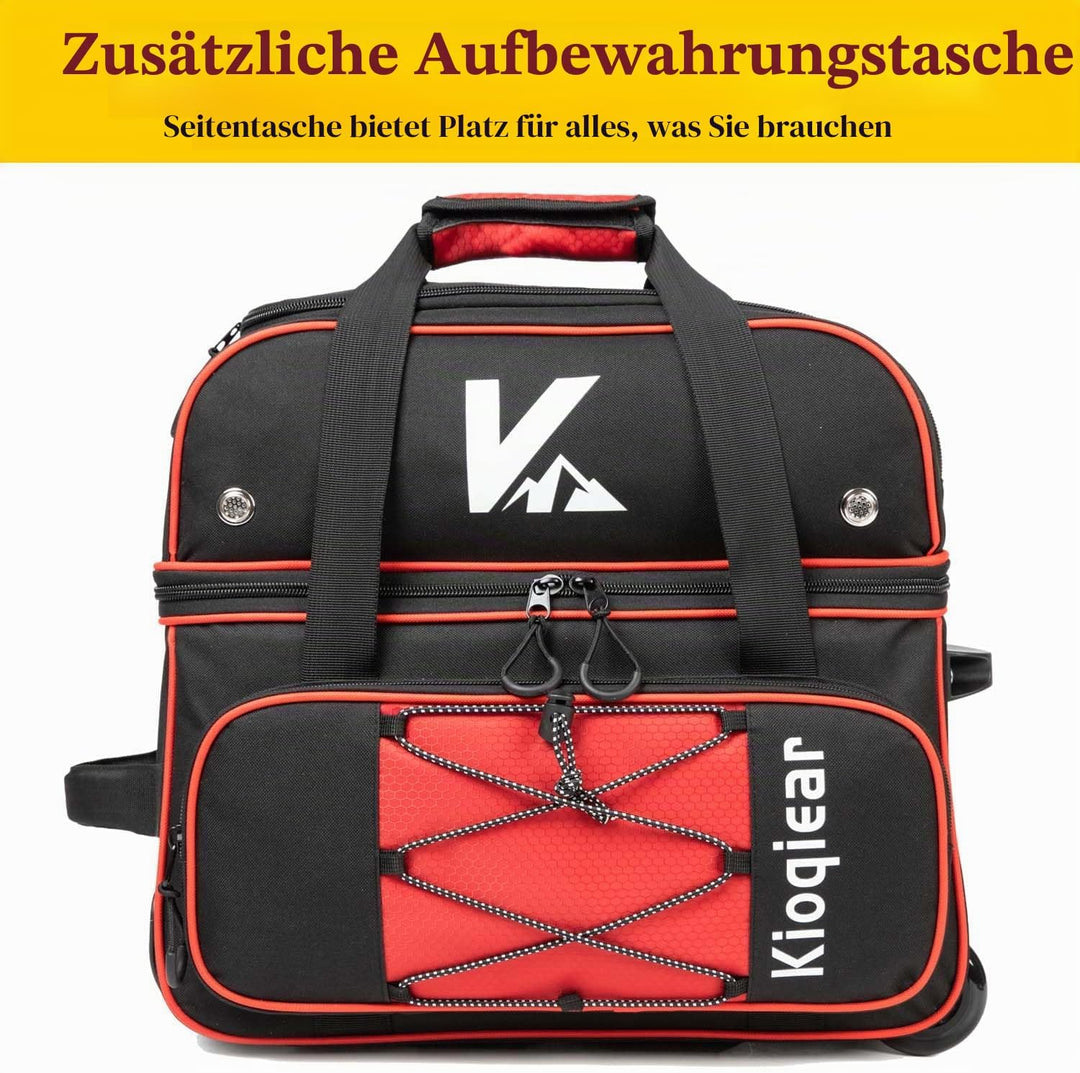 Kioqiear Bowlingtasche mit 2 Rollen und grossem separatem Schuhfach und übergrosser Zubehörtasche, 9