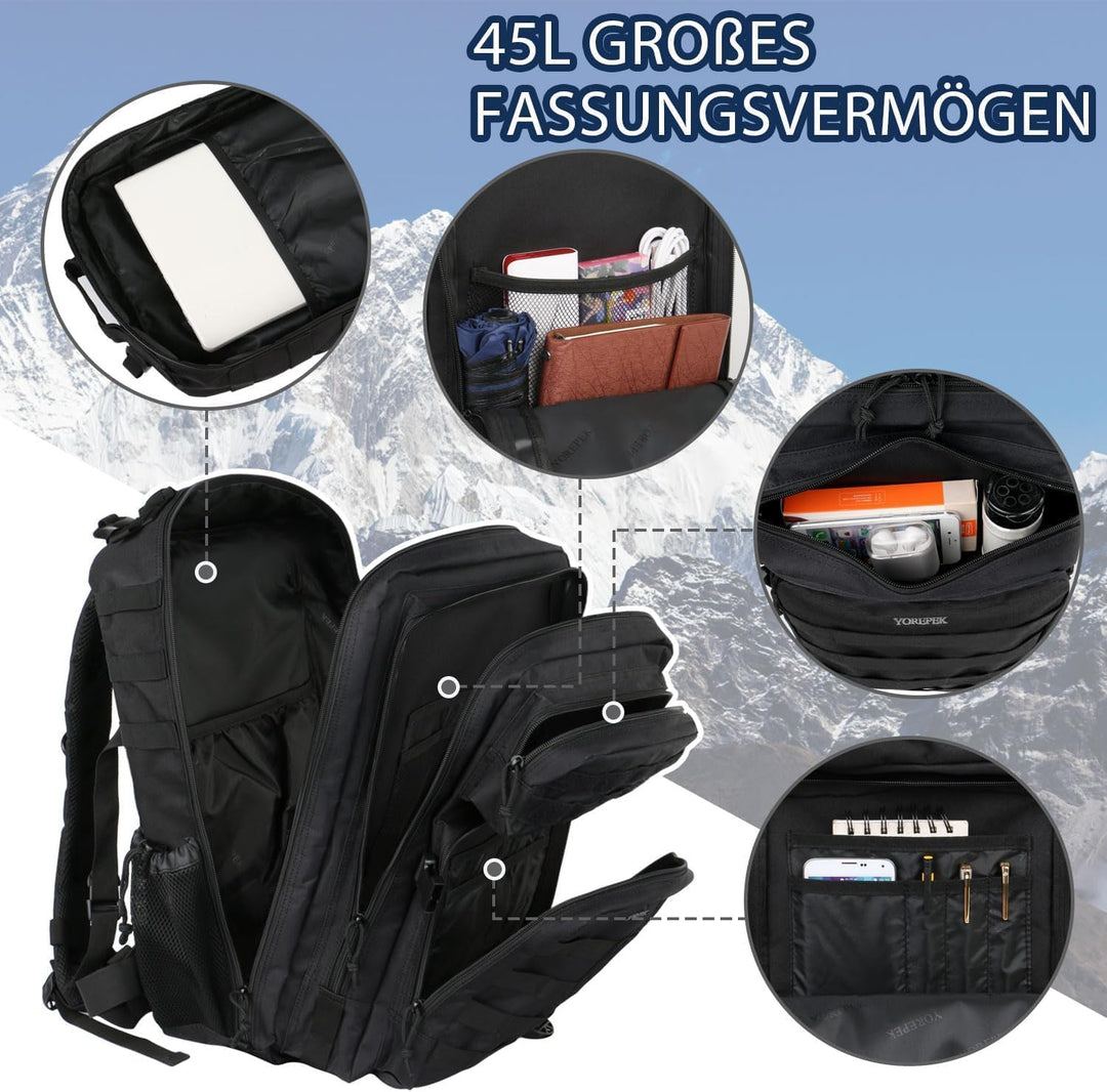 YOREPEK Grosser Militär Rucksack Herren, 40L Outdoor Armee Wasserdicht Taktischer Bundeswehr Rucksäc