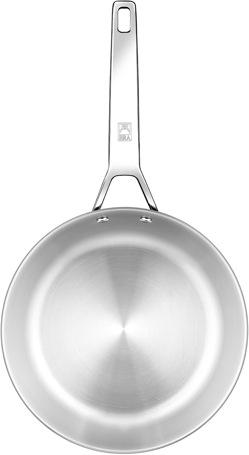 BRA Signature | Tiefe 24-cm-Pfanne, Edelstahl 18/10 | Ohne Antihaftbeschichtung, dreifacher Diffusor
