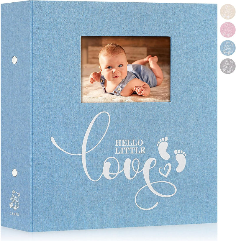 Lanpn Baby Fotoalbum 10x15 600 Fotos, Leinen Fotoalbum Einsteckalbum Babyalbum, Grosses Einstecken E