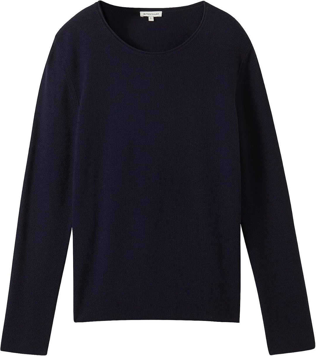 TOM TAILOR Damen Basic Pullover mit Struktur 3XL 30025-navy Midnight Blue, 3XL 30025-navy Midnight B