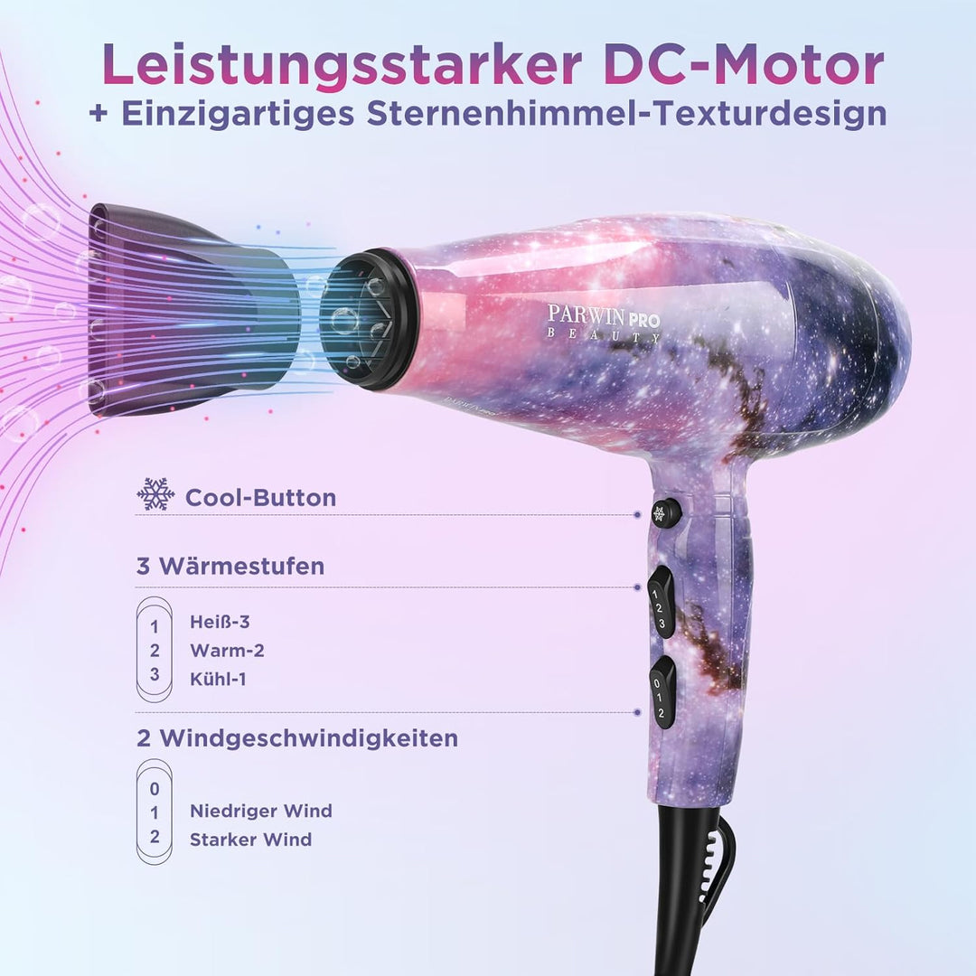 PARWIN PRO BEAUTY 3 IN 1, Föhn Glätteisen Lockenstab, Styling Set, Ionen Haartrockner, Glätteisen Lo