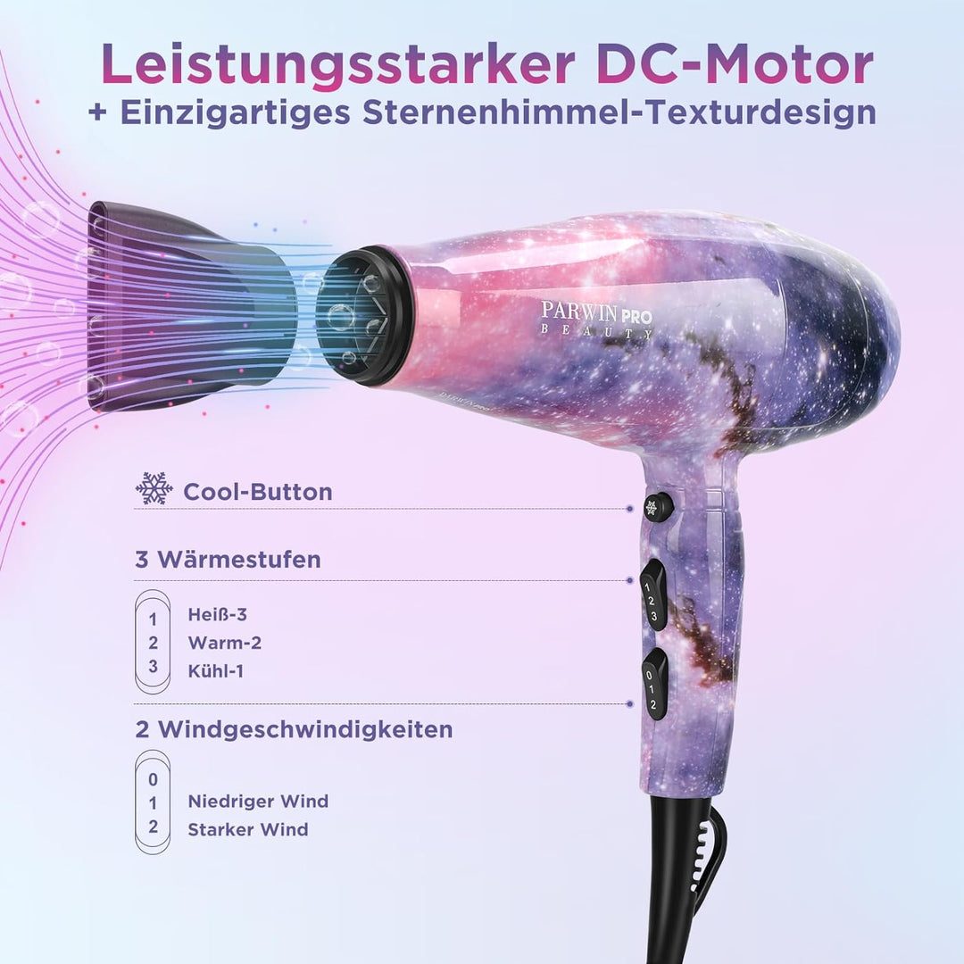3 IN 1, Föhn + Glätteisen + Lockenstab, PARWIN PRO BEAUTY Styling Set, Ionen Haartrockner, Glätteise