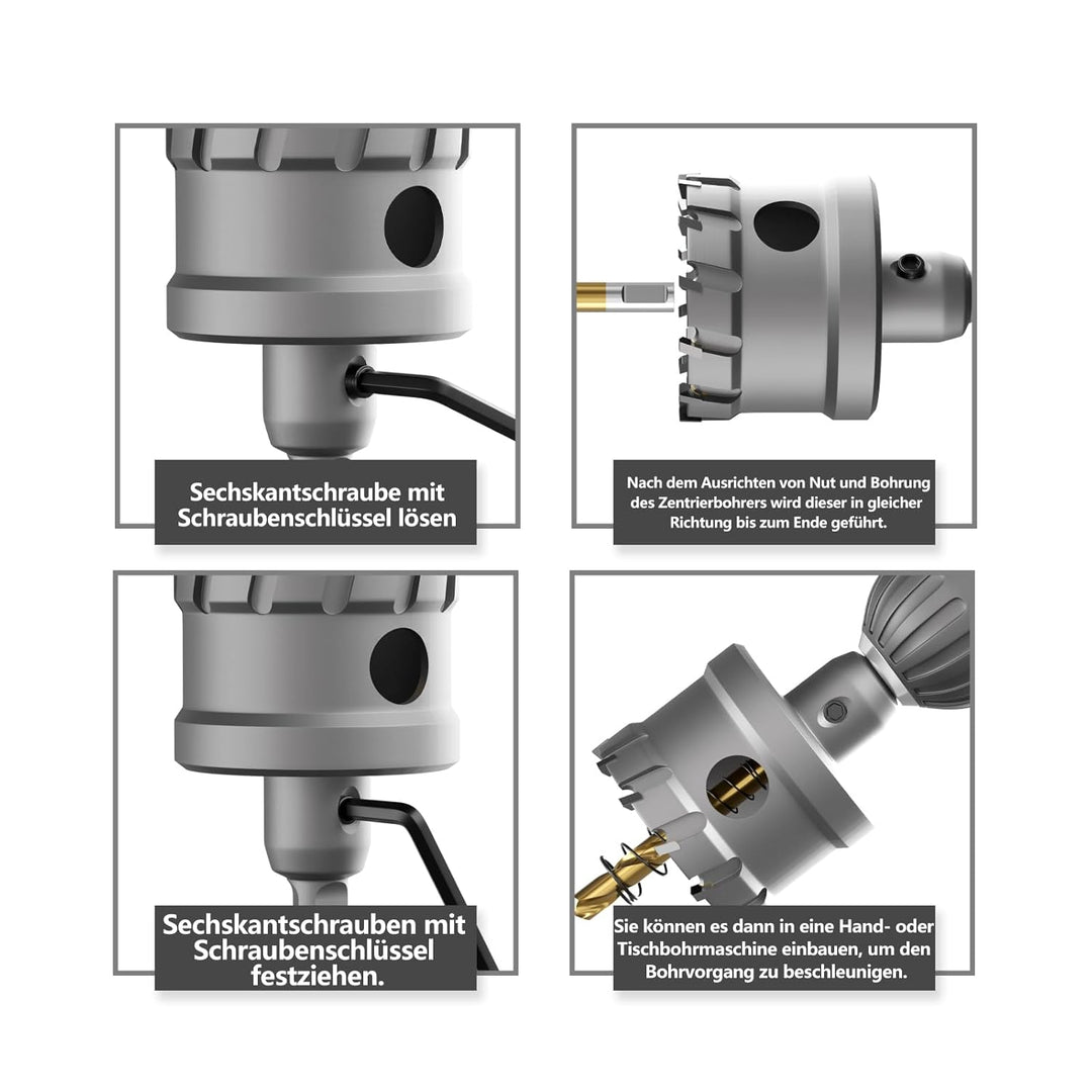 CSOOM Upgrade Hochleistungs-Hartmetall-Lochsäge 14 stück,TCT Lochschneider, mit 2 * Extra Titan-besc