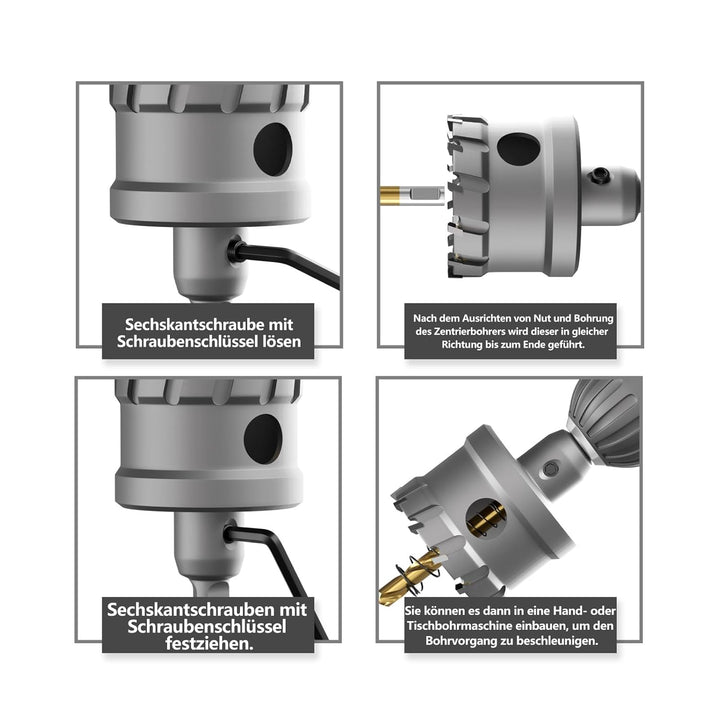 CSOOM Upgrade Hochleistungs-Hartmetall-Lochsäge 14 stück,TCT Lochschneider, mit 2 * Extra Titan-besc