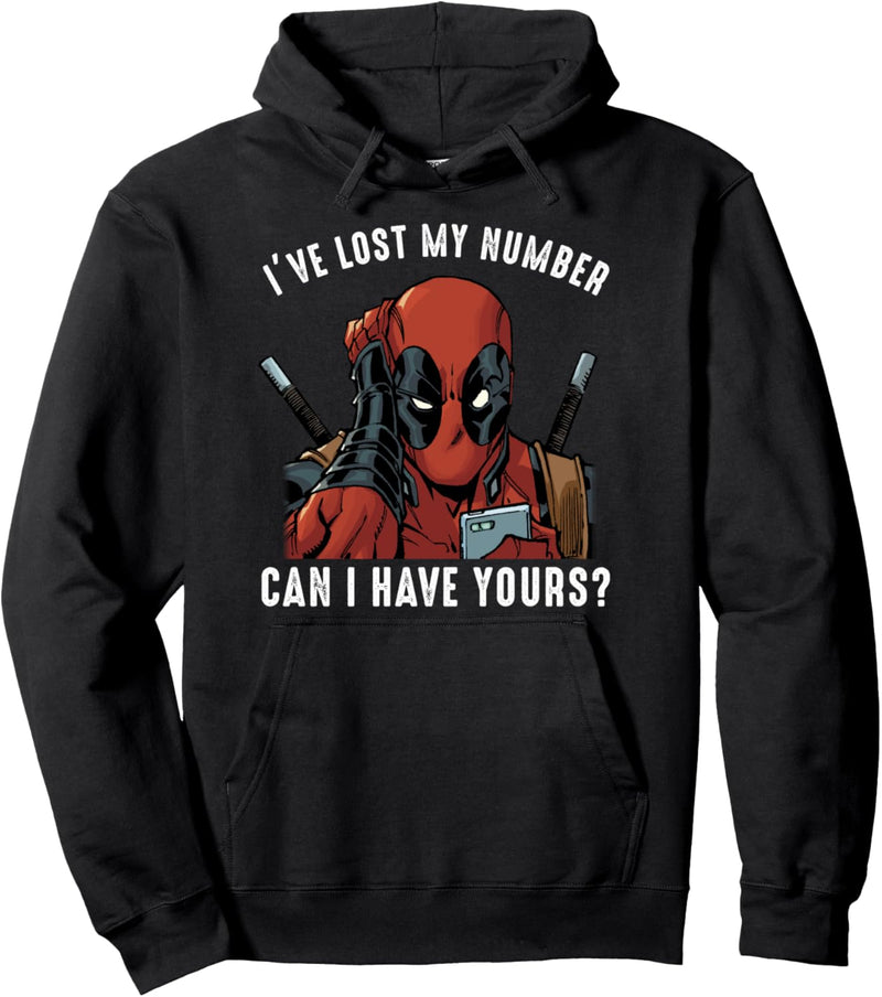 Marvel Deadpool White Lost My Number Pick Up Line Pullover Hoodie