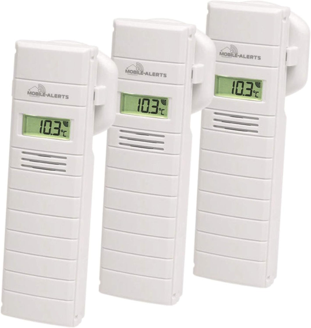 ELV Mobile Alerts 3er Set Temperatur-/Luftfeuchtigkeitssensor MA10200 mit LC-Display