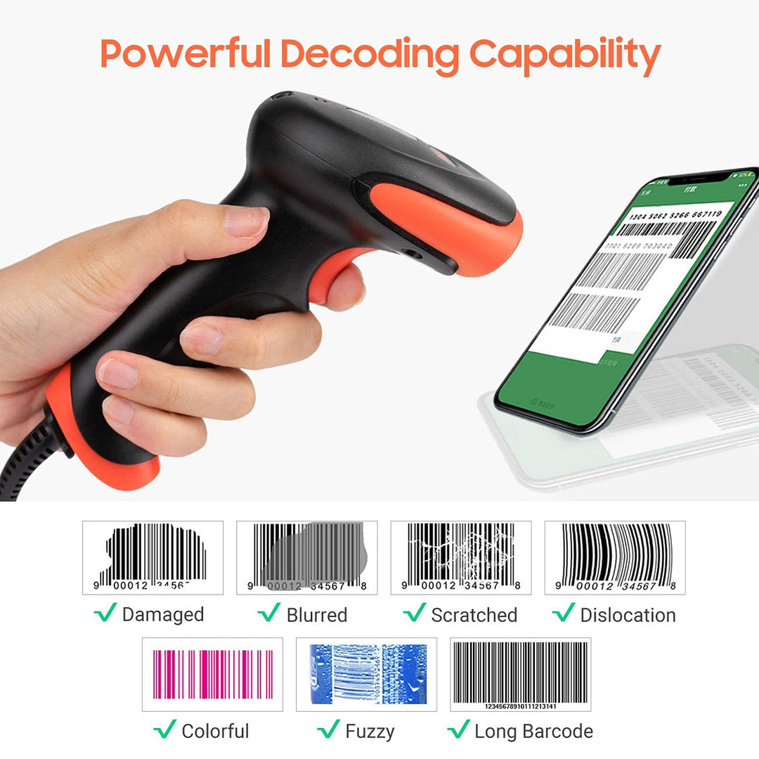 Tera Pro Barcode-Scanner mit USB-Kabel, Handheld-CD-Barcode-Lesegerät, 1D-Linear-Barcode-Scanner, su