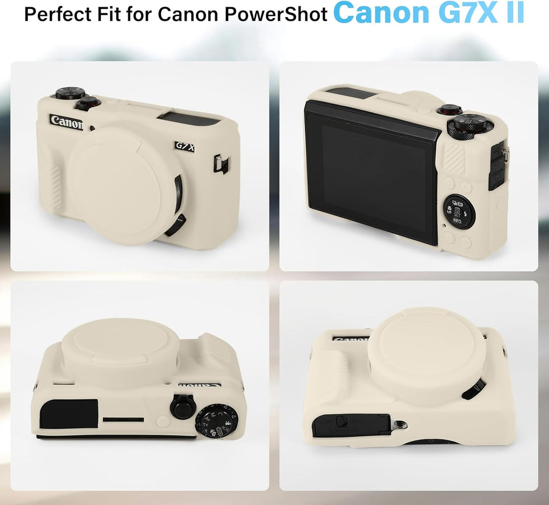 G7X II Kameratasche & LCD-Displayschutz-Zubehör-Set, weiche Silikonhülle für Canon Powershot G7X Mar