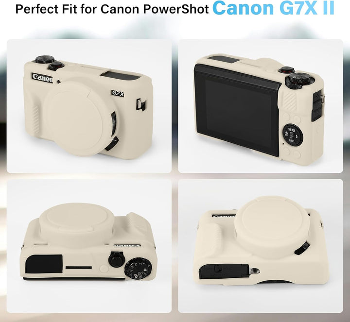 G7X II Kameratasche & LCD-Displayschutz-Zubehör-Set, weiche Silikonhülle für Canon Powershot G7X Mar