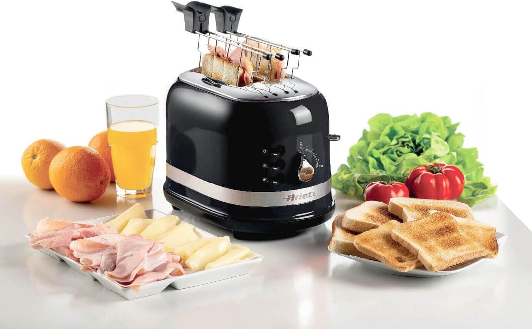 Ariete 149/02 Moderner 2-Scheiben-Toaster mit Zange, automatischer Auswurf, Krümelschublade, Auftau-