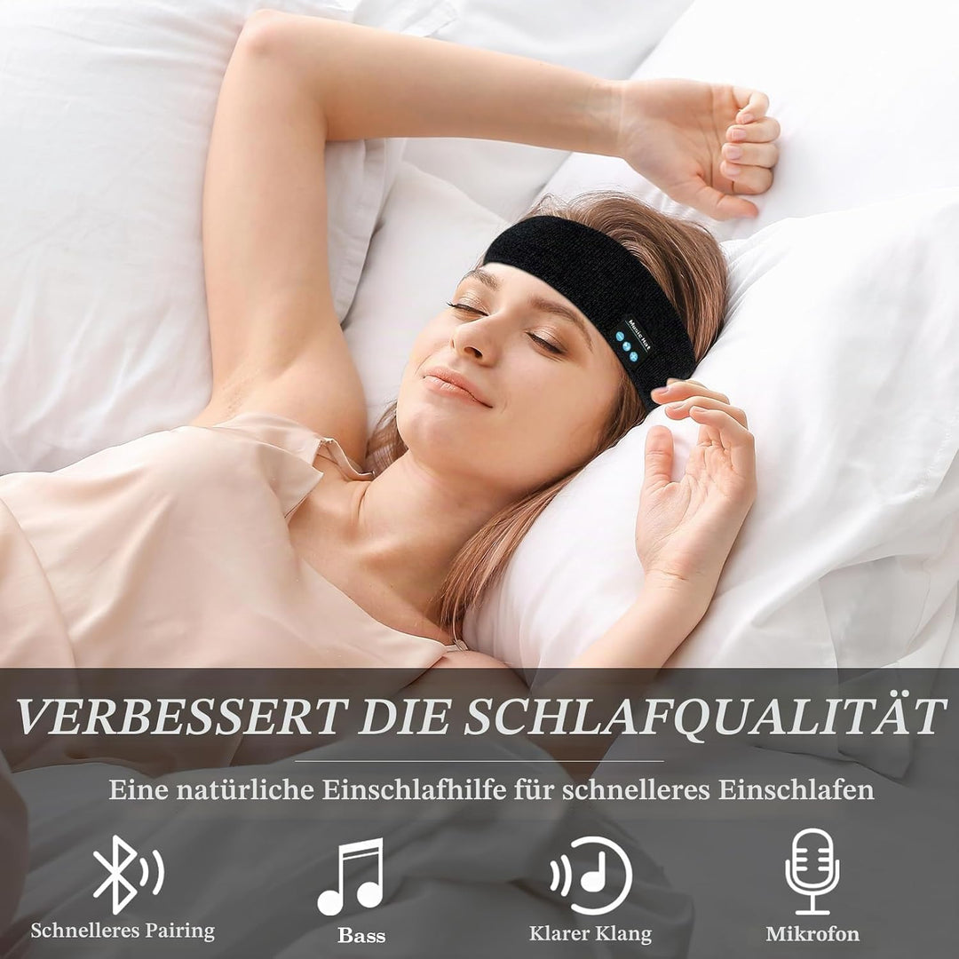 Bluetooth Kopfhörer Stirnband, Schlafkopfhörer Sport mit 6-10 Std Spielzeit, Atmungsaktives Schweiss