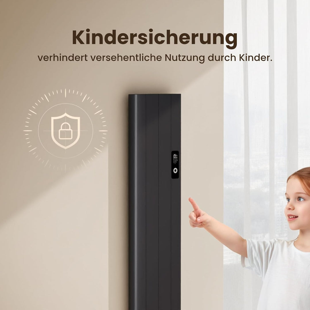 EMKE Elektroheizung Konvektor-Heizung Energiesparend Wandmontag Heizung Elektrisch 1000W mit LCD-Dis