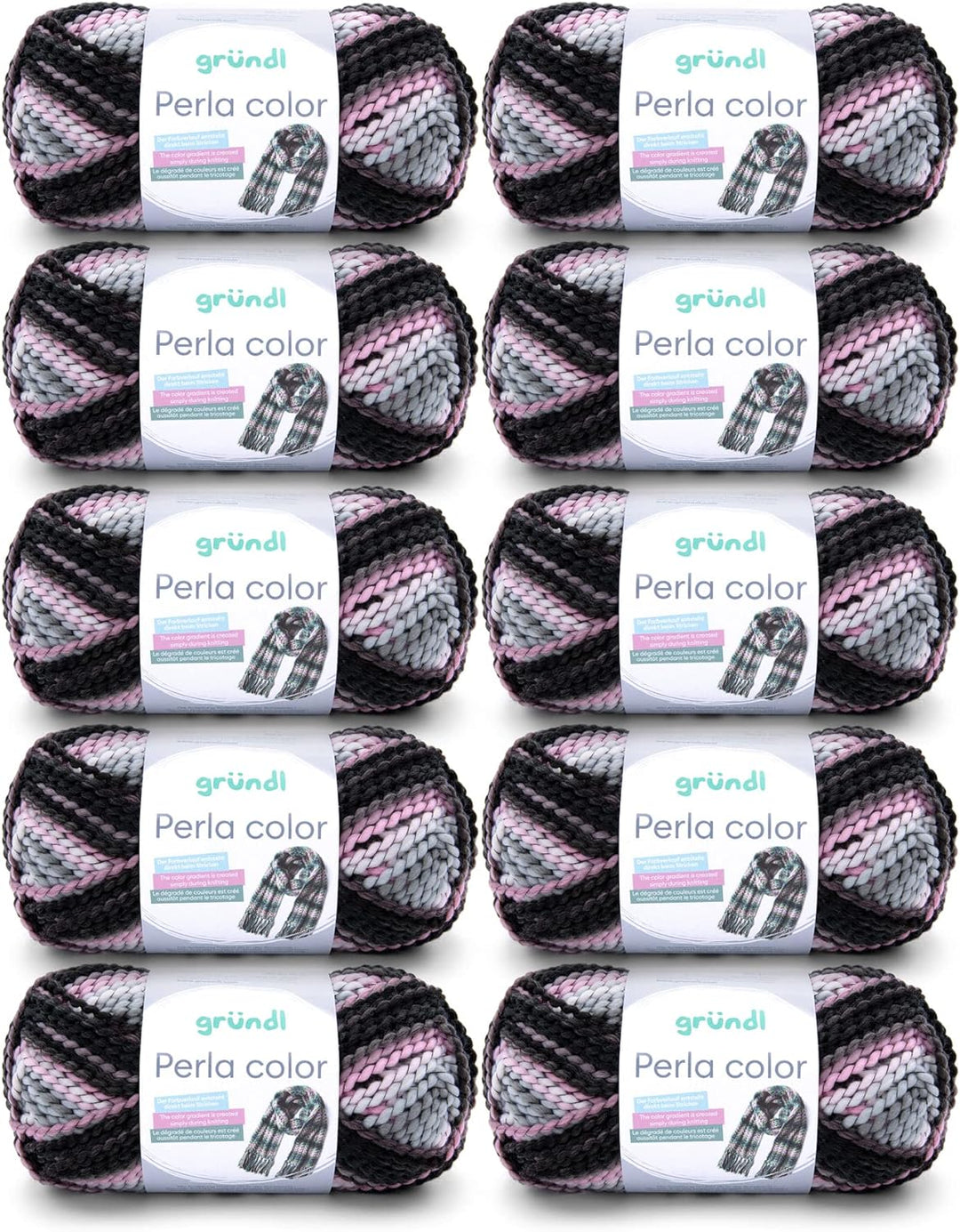 Gründl Wolle Perla color (wollähnliches Handstrickgarn aus 100% Polyester, 100 g / 90 m, Nadelstärke