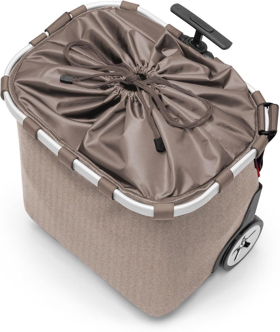 reisenthel carrycruiser Herringbone Mokka – Tragbarer Einkaufstrolley mit stabilem Aluminiumrahmen,