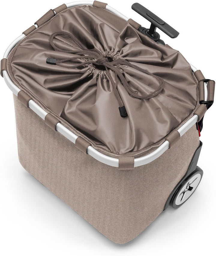 reisenthel carrycruiser Herringbone Mokka – Tragbarer Einkaufstrolley mit stabilem Aluminiumrahmen,