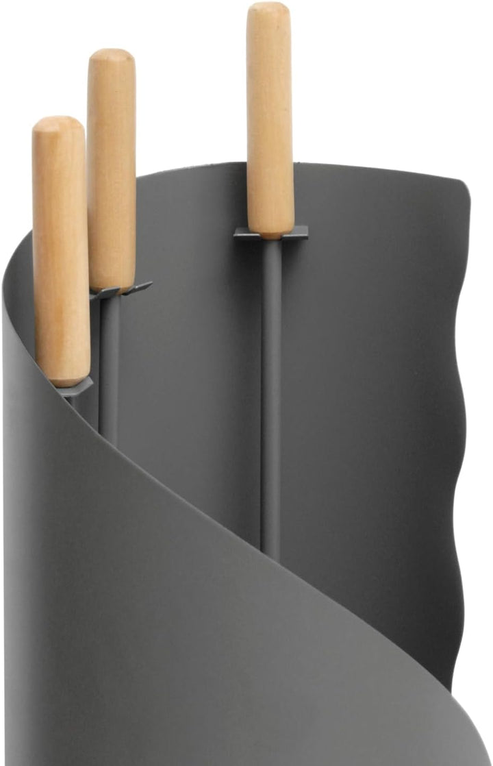 raik R1017 Raik Kaminbesteck mit Holzgriff, 3-teilig, grau + RITZ