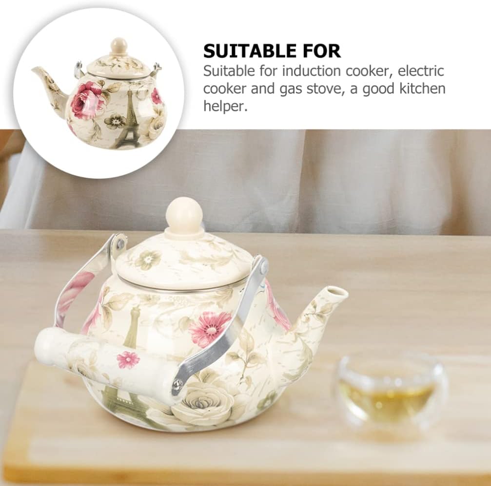 BESTonZON Emaillierter Teekessel Praktischer Wasserkessel Emaille Tea Pot Haushaltsduft Kessel Hausz