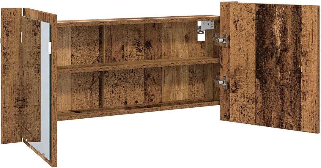 vidaXL LED Spiegelschrank Altes Holz 100x12x45 cm Faserholz Altholz, Altholz