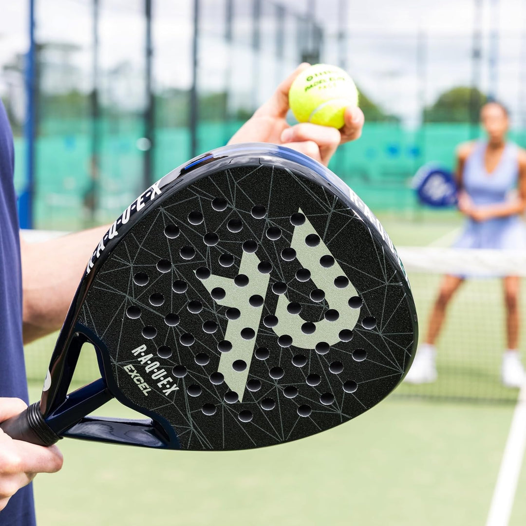Raquex Excel Padelschläger – für fortgeschrittene Anfänger/Fortgeschrittene – 12K-Carbonrahmen, reak