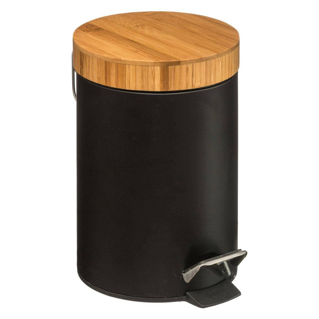 5five - mülleimer mit bambusdeckel 3l naturéo schwarz, Schwarz
