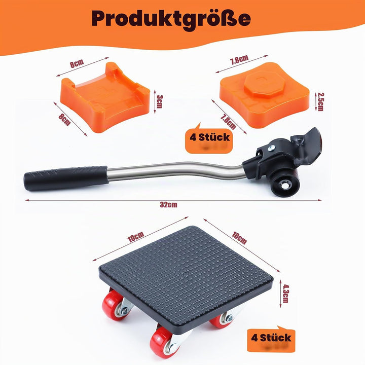 Qingning Möbel Transportroller Set, 4 Möbelroller &amp; 1 Lastenheber für Schwere Möbel, 500kg Tragfähig