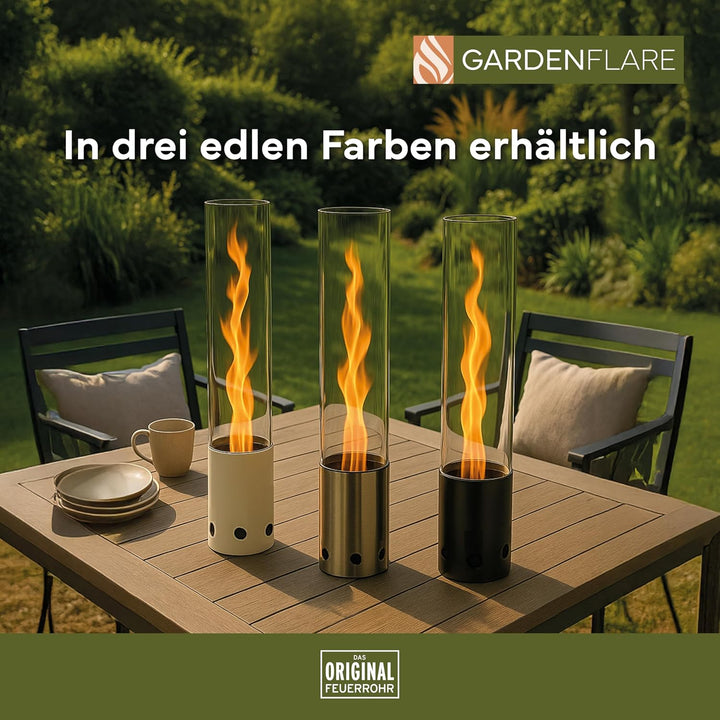 Tischkamin Outdoor – Rauchfreies Edelstahl Tischfeuer und Feuerrohr für Balkon &amp; Terrasse – Hochwert