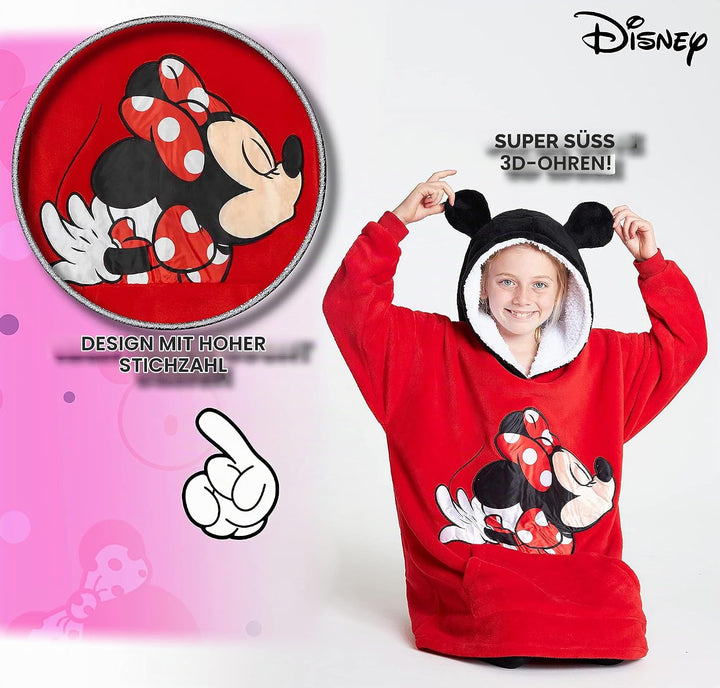 Disney Stitch Kapuzenpullover Mädchen, Übergrosse Hoodie Decke Kinder mit Sherpa-Kapuze und Kängurut