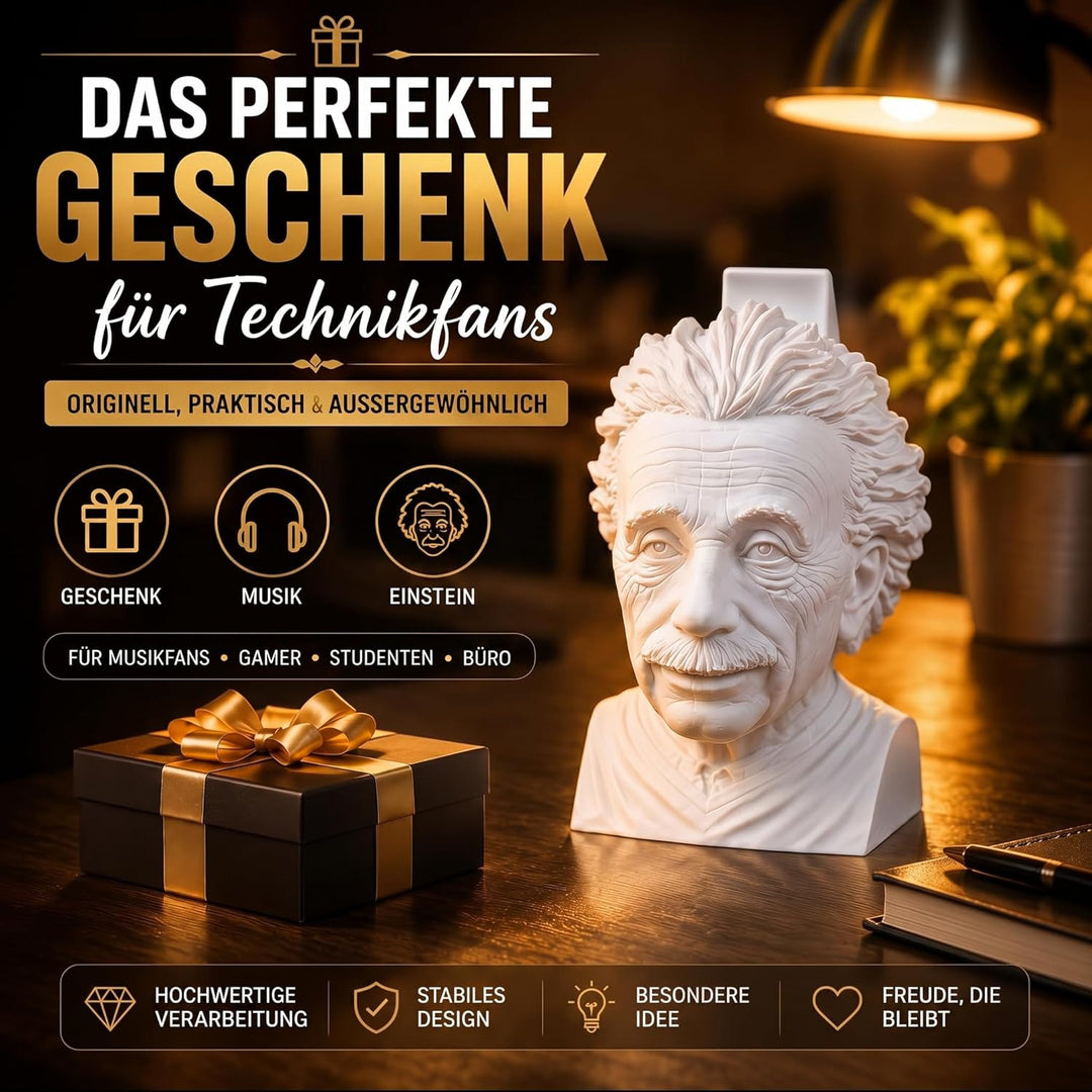 Einstein Kopfhörerhalter – Headset Ständer für Kopfhörer & Headsets – Büste Schreibtisch Deko & witz