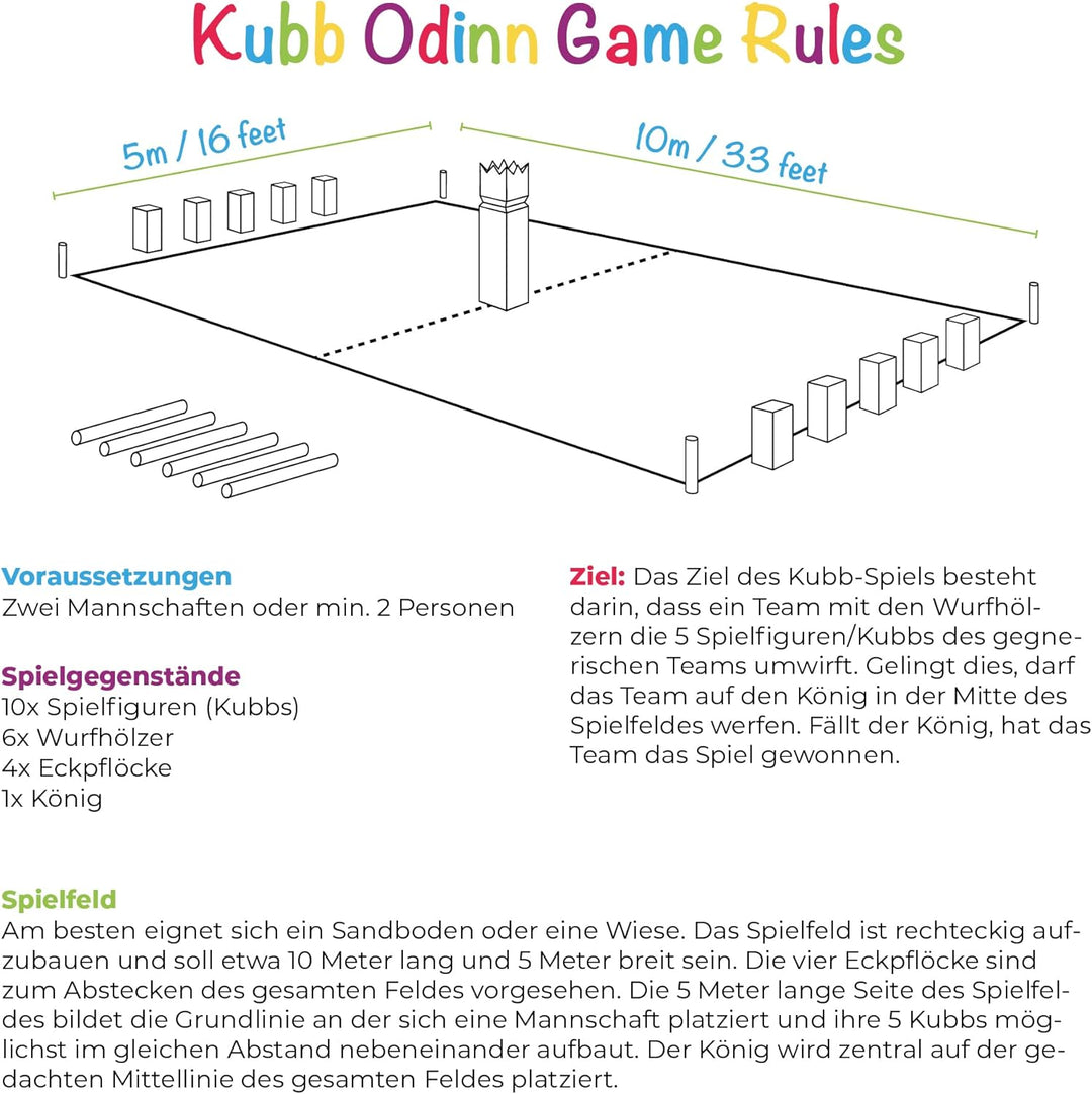 Kubb Wikinger Spiel Holz XXL - Toyfel Original Schwedenschach FSC® massives & schweres Buchenholz -