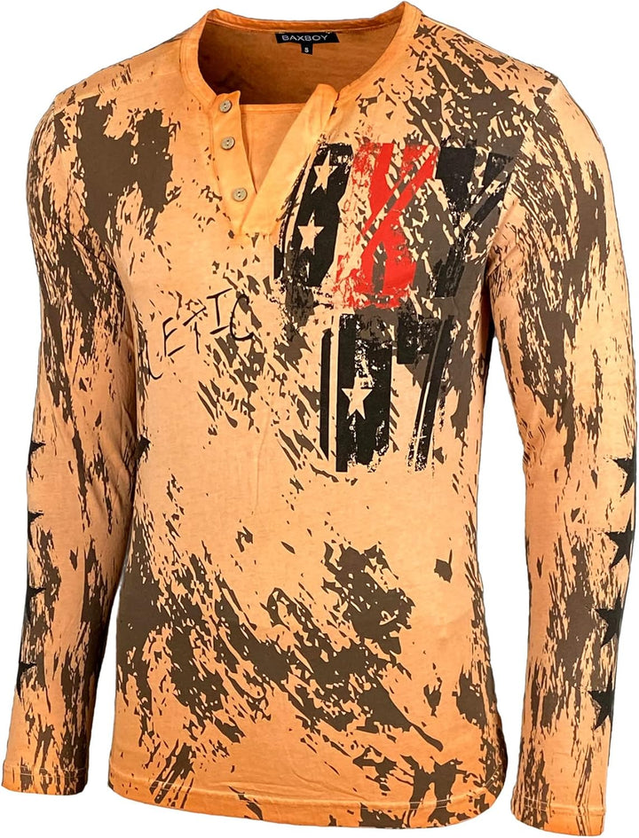 Baxboy Herren Longsleeve T-Shirt Moderner Männer Langarmshirt Langarm Sweatshirt 702 S Orange, S Ora