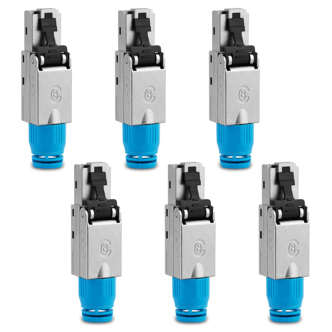 6 Stück Netzwerkstecker CAT 8 werkzeuglos CAT 8.1 RJ45 LAN UTP Kabel Stecker ohne Werkzeug werkzeugf