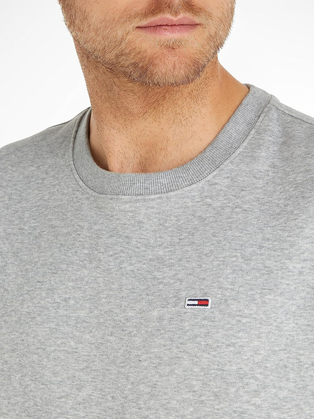 Tommy Jeans Herren Sweatshirt TJM Regular ohne Kapuze XXL Grau (Lt Grey Htr), XXL Grau (Lt Grey Htr)