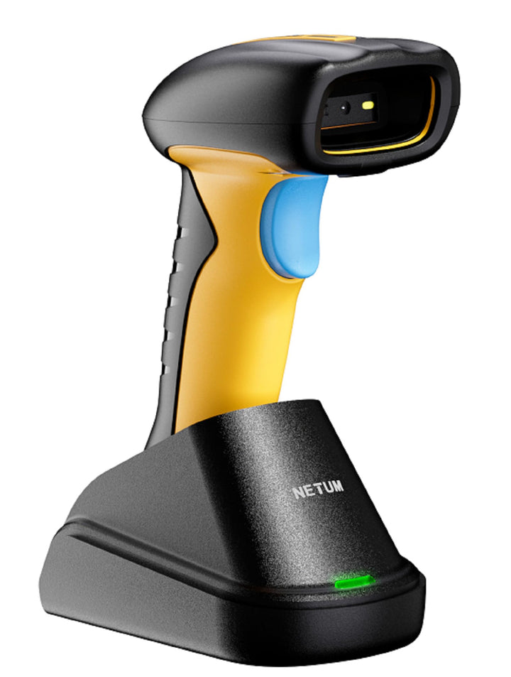 NETUM Verbesserter QR Industrie Bluetooth Barcode Scanner mit Ladestation, kabelloser 2D-1D-Barcode-