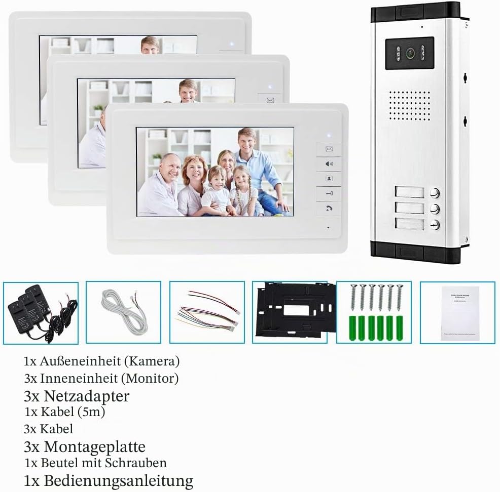 uoweky Video-Türsprechanlage, 17,8 cm, Farbkabelgebunden, Infrarot-Türsystem, Nachtsichtkamera, 720p