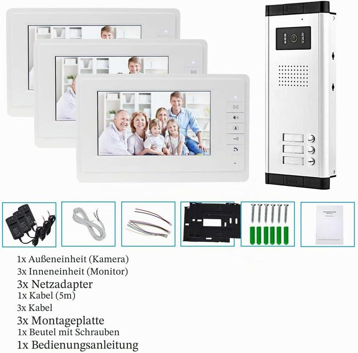 uoweky Video-Türsprechanlage, 17,8 cm, Farbkabelgebunden, Infrarot-Türsystem, Nachtsichtkamera, 720p