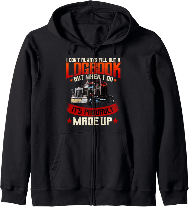 Trucker Geschenke Traktor Anhänger Truck 18 Wheeler Logbuch Kapuzenjacke