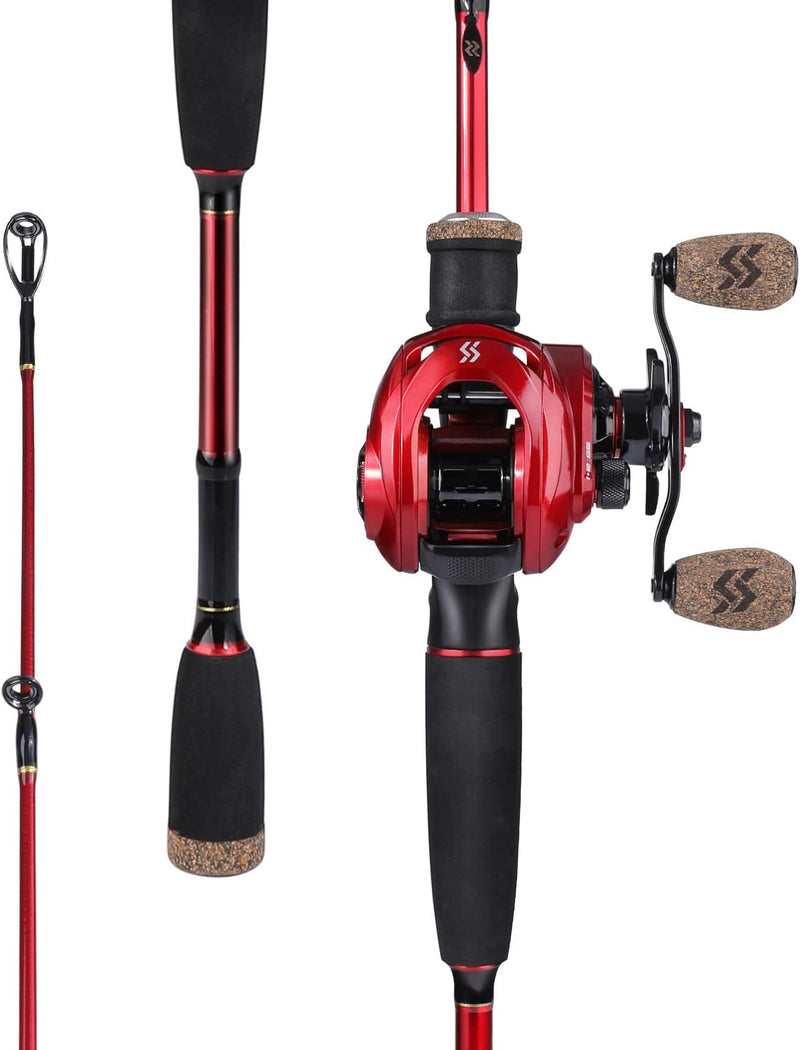 Sougayilang Baitcasting Combo, 2 Abschnitte M/MH Lightweight Baitcasting Rod und 8.0:1 Baitcaster Re
