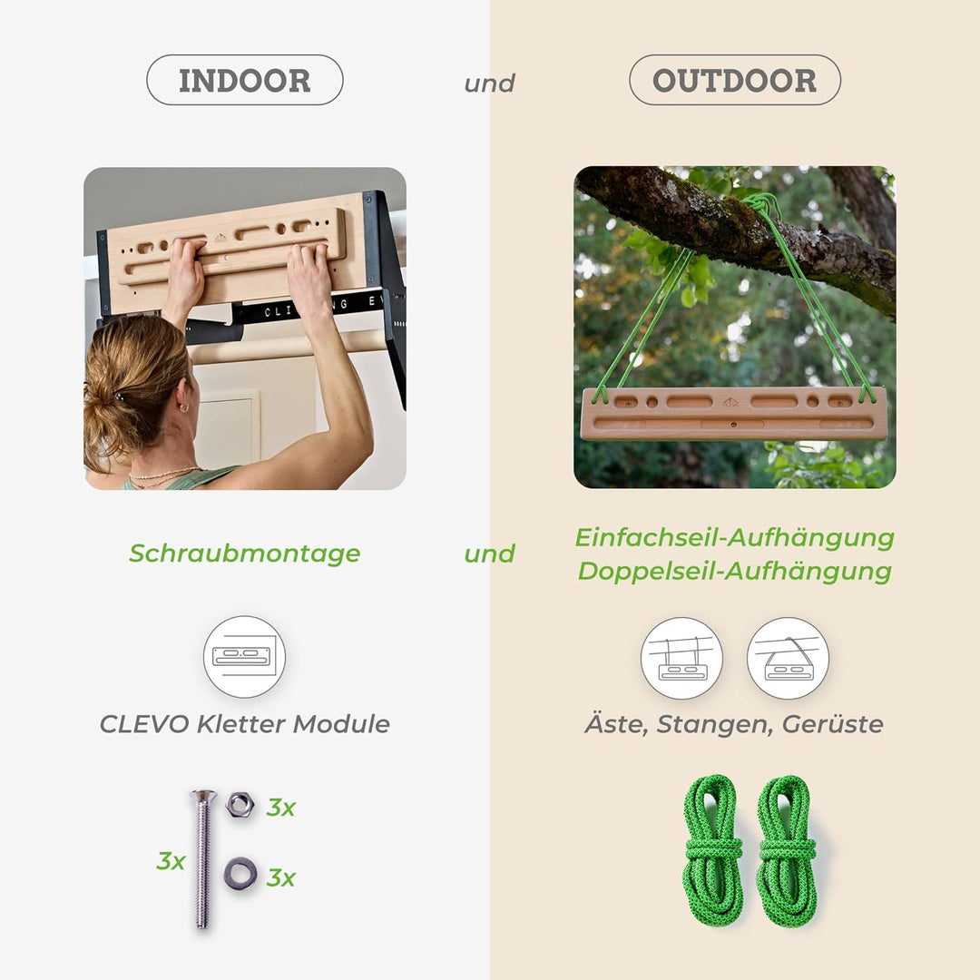 Clevo - Fingerboard Flex Trainingsboard Klettern – Hangboard für Bouldern & Indoor Training – Griffb