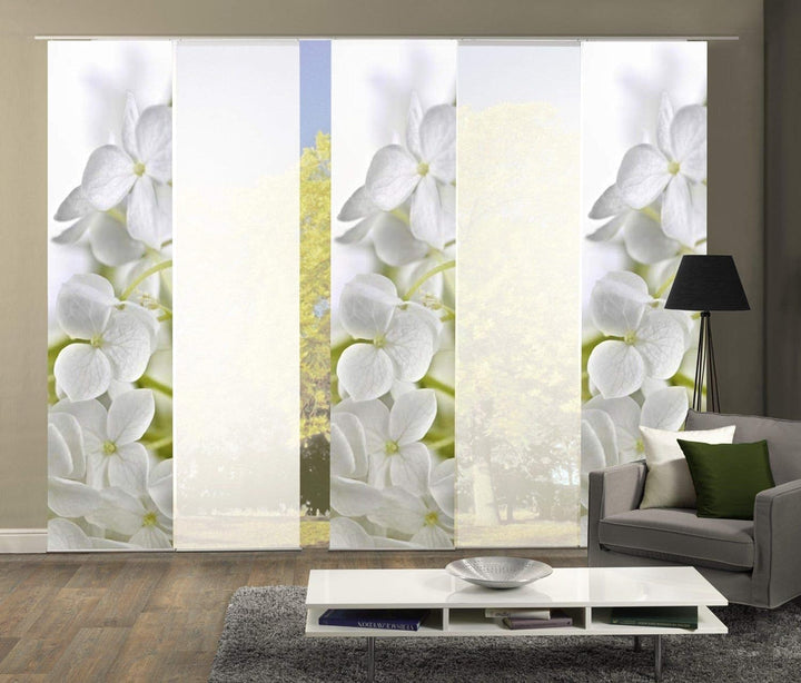 wohnfuehlidee 5er-Set Flächenvorhang, Deko Blickdicht, Padua, Höhe 245 cm, 3X Dessin /2X Uni transpa
