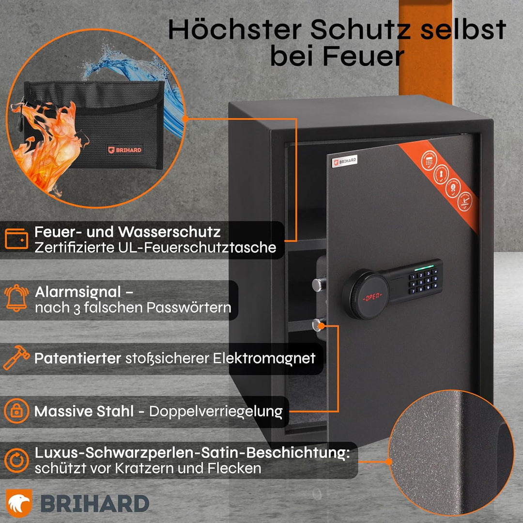 Business XL Elektronischer LCD-Tresor E14606E – 50 x 35 x 36 cm (H x B x T) – Heim-Sicherheitsbox mi