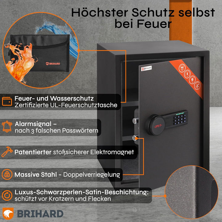 Business XL Elektronischer LCD-Tresor E14606E – 50 x 35 x 36 cm (H x B x T) – Heim-Sicherheitsbox mi