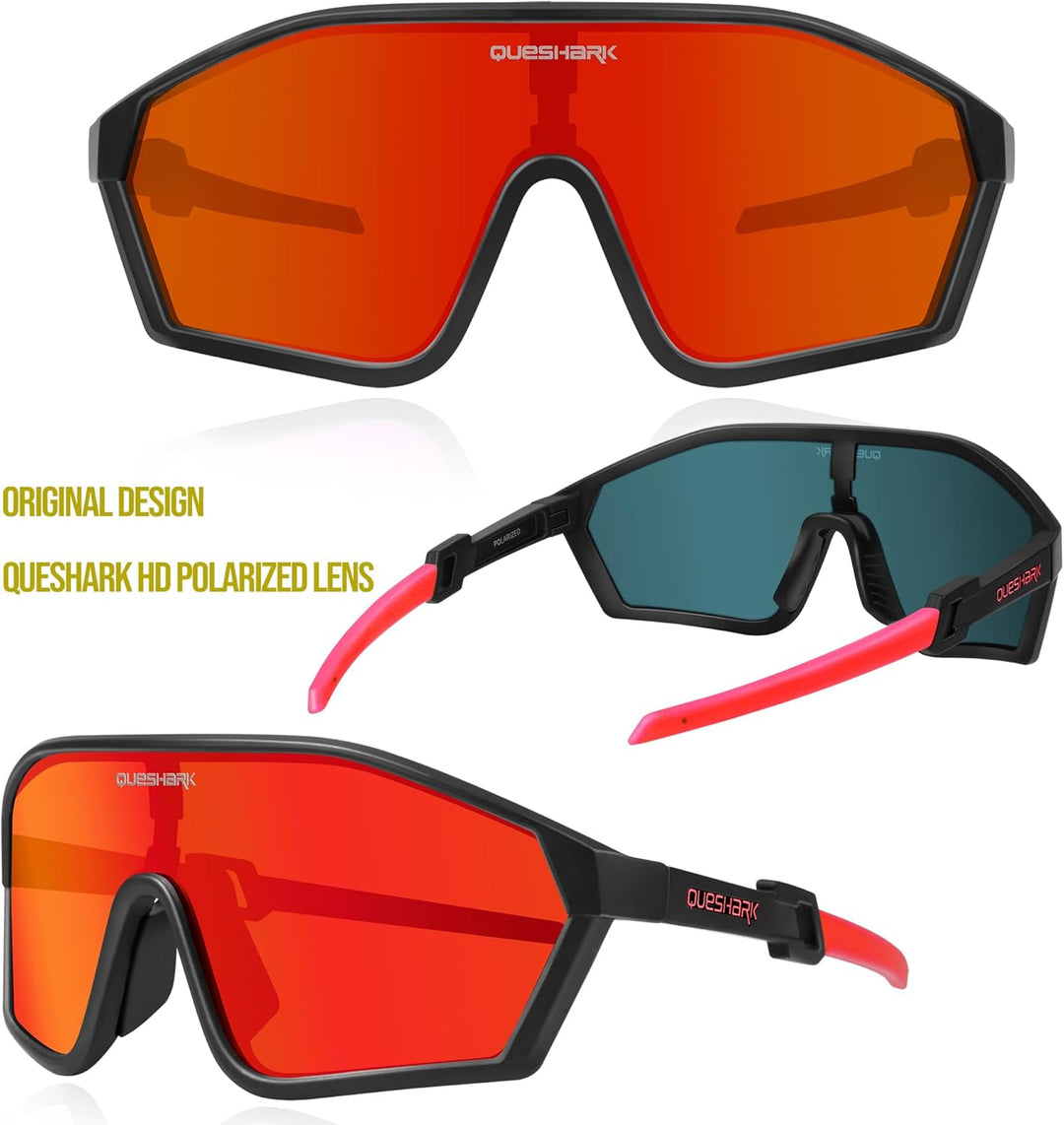 Queshark Polarisierte Fahrradbrille - Radsport Brillen für Männer & Frauen - UV400 Schutz,Sportbrill