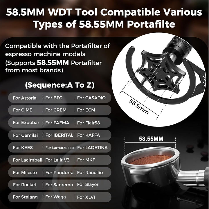 IKAPE Mantis WDT Distribution Tool, V3-58.5MM Espresso Stirrer Distribution Tool für Barista - 8 Nad