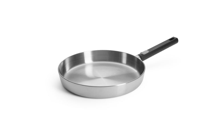 Woll Logic Steel Flachpfanne - Induktiv -, Ø 28 cm, 5 cm hoch mit abnehmbarem Stiel - Geeignet für a
